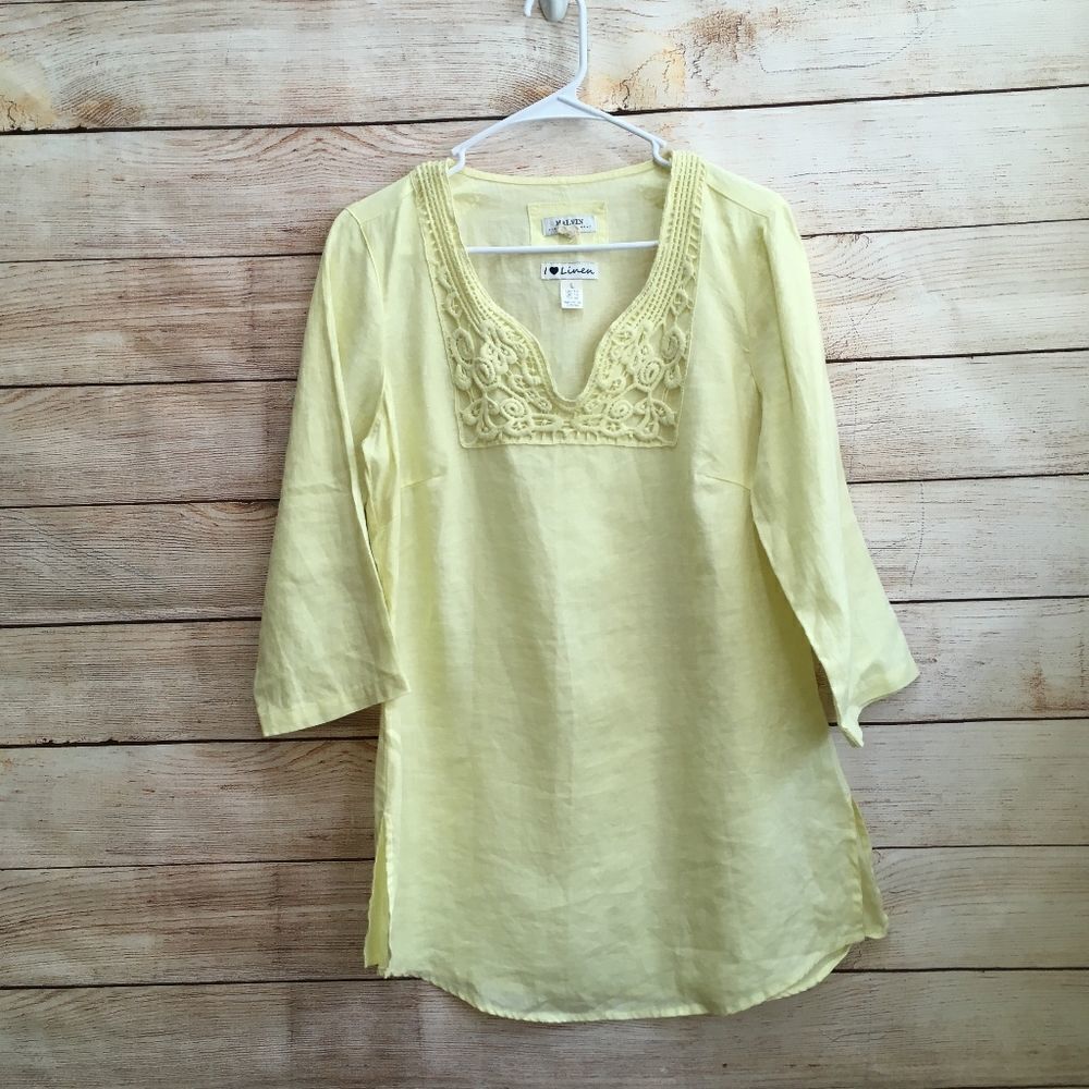 MALVIN HAMBURG GERMANY I LOVE LINEN TOP IN YELLOW‎